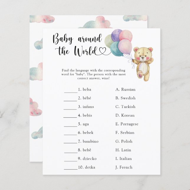 Nalle - Baby värld runt-spel (Fram/baksida)