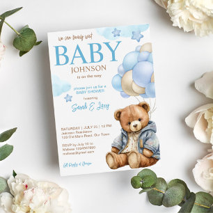 Nalle babydusch för tidigt att vänta på söt teddy inbjudningar