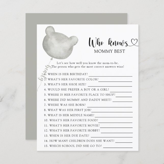 Nalle babydusch, vem vet bäst mamma (Fram/baksida)