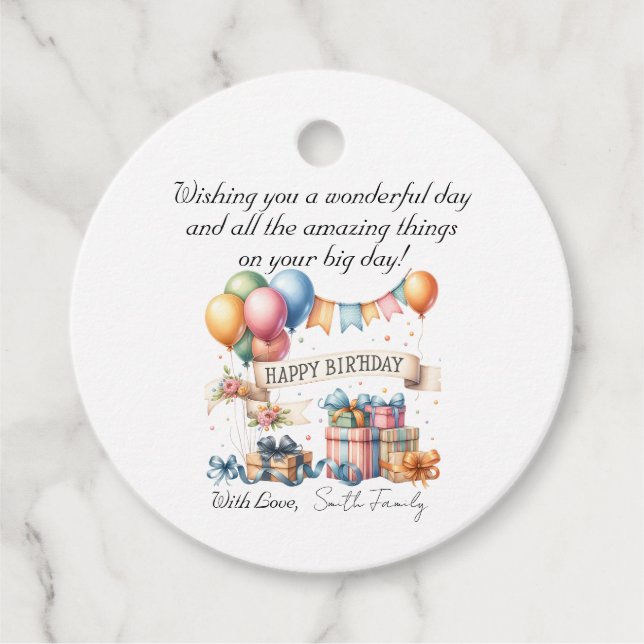 Nalle Ballods Kids Photo Birthday Gåvor Etiketter (Framsida)