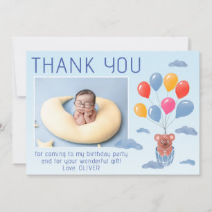 Nalle Ballods Kids Photo Birthday Tack Kort