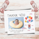 Nalle Ballods Kids Photo Birthday Tack Vykort<br><div class="desc">Cute Nalle Balloons Kids Photo Birthday Tack Postcard. Cute teckning i en nalle med färgstarka ballonger och moln. Lägg till foto,  text och namn.</div>