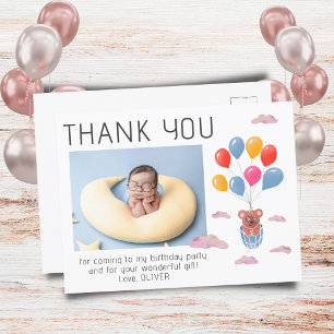 Nalle Ballods Kids Photo Birthday Tack Vykort