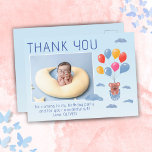 Nalle Ballods Kids Photo Birthday Tack Vykort<br><div class="desc">Cute Nalle Balloons Kids Photo Birthday Tack Postcard. Cute teckning i en nalle med färgstarka ballonger och moln. Lägg till foto,  text och namn.</div>