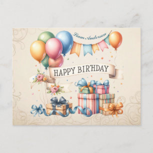Nalle Ballods Kids Photo Birthday Vykort