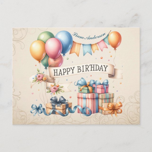 Nalle Ballods Kids Photo Birthday Vykort (Framsida)