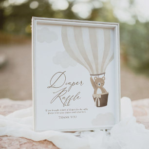 Nalle Ballon Baby Shower Diaper Raffle Poster