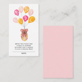 Nalle Ballon Baby Shower Diaper Raffle Tilläggskort