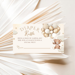 Nalle Ballon Baby Shower Diaper Raffle Tilläggskort