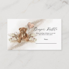 Nalle Ballon Baby Shower Diaper Raffle Tilläggskort