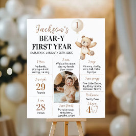 Nalle Ballon Beary First Year Milestone Poster