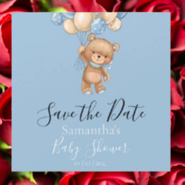 Nalle Ballon Blue Baby Shower Spara datum