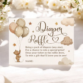 Nalle Ballon Diaper Raffle Baby Shower Tilläggskort