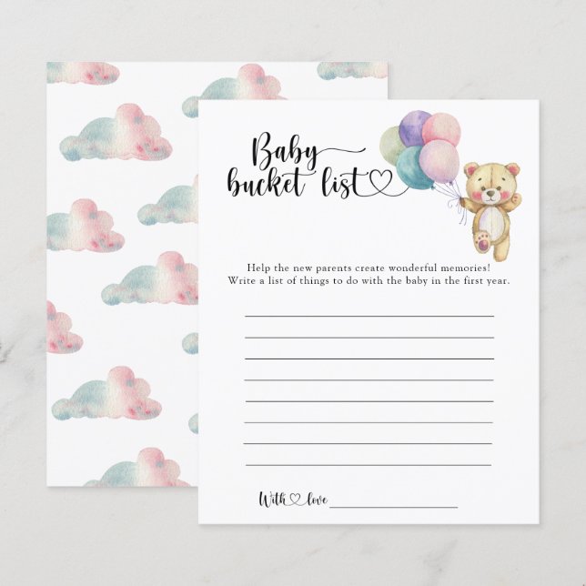 Nalle-ballonger - Baby-bucket-lista (Fram/baksida)