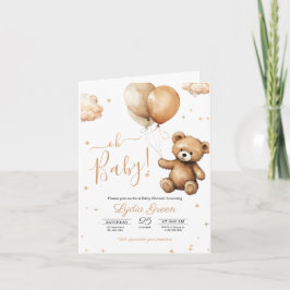 Nalle Ballonger babydusch Könsneutrala Inbjudan