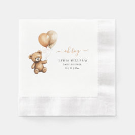 Nalle Ballonger babydusch Könsneutrala Pappersservett