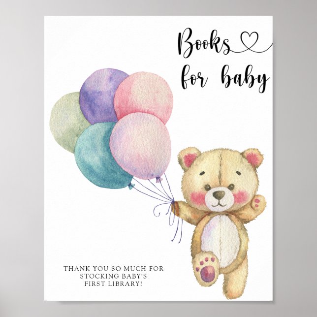 Nalle-ballonger - bokar för baby poster (Framsidan)
