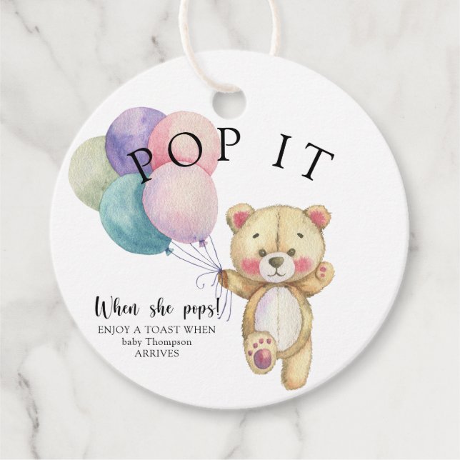 Nalle ballonger! gåvor etiketter (Framsida)