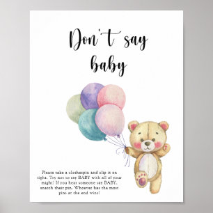 Nalle-ballonger - säg inte att baby Poster