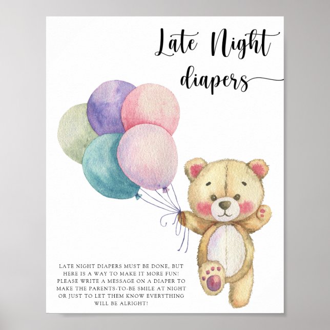 Nalle-ballonger - Sent nattblöjspel Poster (Framsidan)