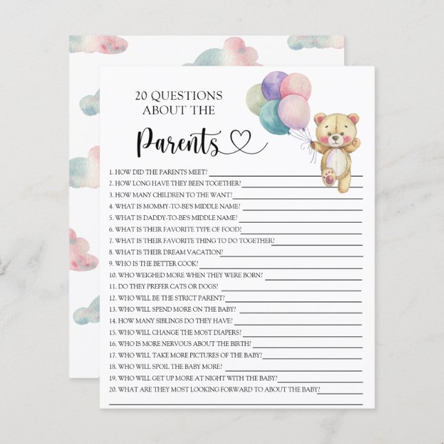 Nalle-ballonger - spel om föräldrar (Fram/baksida)