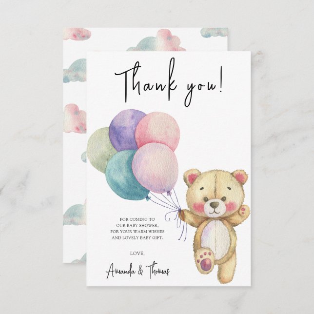 Nalle-ballonger - tack (Fram/baksida)