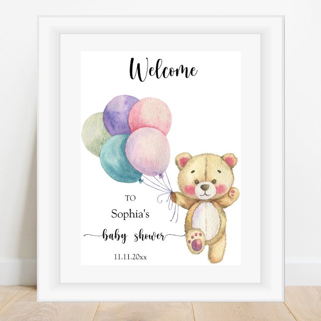 Nalle-ballonger - Välkomstbabydusch Poster (Skapare uppladdad)