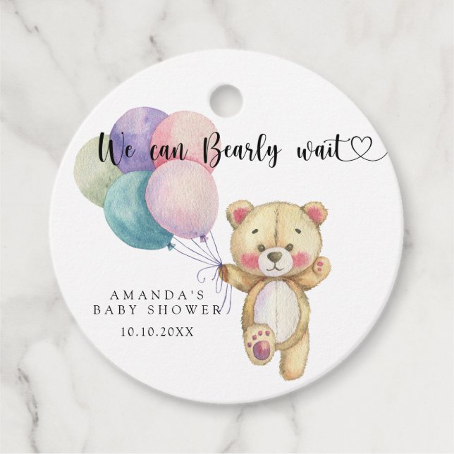 Nalle-ballonger - vi kan vänta tidigt gåvor etiketter (Framsida)