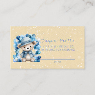 Nalle Balloon Arch Boy Diaper Raffle Visitkort
