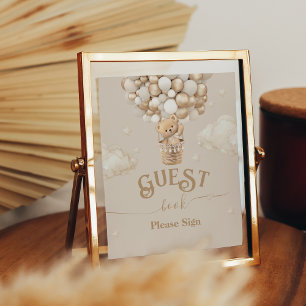 Nalle Balloon Baby Shower gäst bok Poster