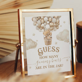 Nalle Balloon Baby Shower gissningsspel Poster