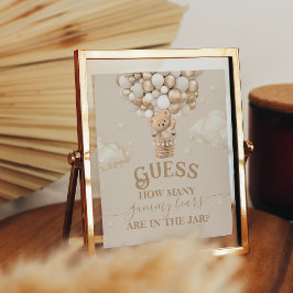 Nalle Balloon Baby Shower gissningsspel Poster