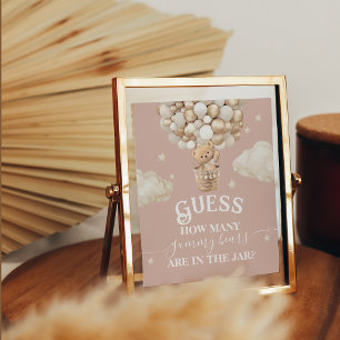 Nalle Balloon Baby Shower gissningsspel Poster