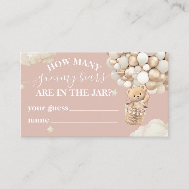 Nalle Balloon Baby Shower gissningsspel Tilläggskort (Framsida)