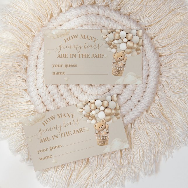 Nalle Balloon Baby Shower gissningsspel Tilläggskort (Skapare uppladdad)