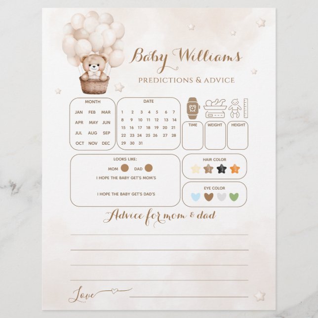 Nalle Balloon Baby Shower Guessing Game (Framsida)