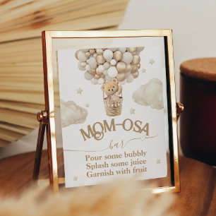 Nalle Balloon Baby Shower momosa pub Poster