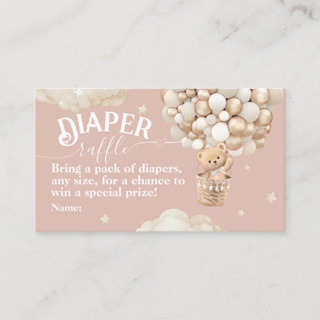 Nalle Balloon Barly Wait Baby Shower-kalkylare Tilläggskort (Framsida)