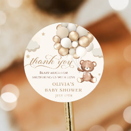 Nalle Balloon Barly Wait Baby Shower Runt Klistermärke