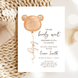 Nalle Balloon Barly Wait Boho Baby Shower Inbjudningar