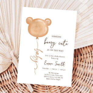 Nalle Balloon Beary Cute Boho Baby Shower Inbjudningar