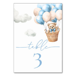 Nalle Balloon Blue Boy Baby Shower Bordsnummer