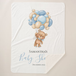 Nalle Balloon Blue Sherpa Blanket