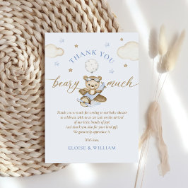 Nalle Balloon Boy Barly Wait Baby Shower Tack Kort