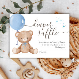 Nalle Balloon Boy Shower Raffle Tilläggskort