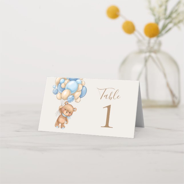 Nalle Balloon Brown Placeringskort (Baksida)