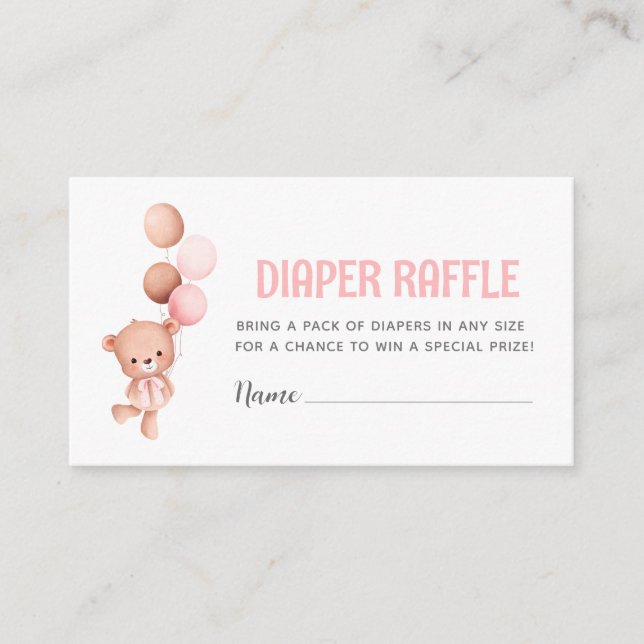 Nalle Balloon Diaper Raffle Tilläggskort (Framsida)