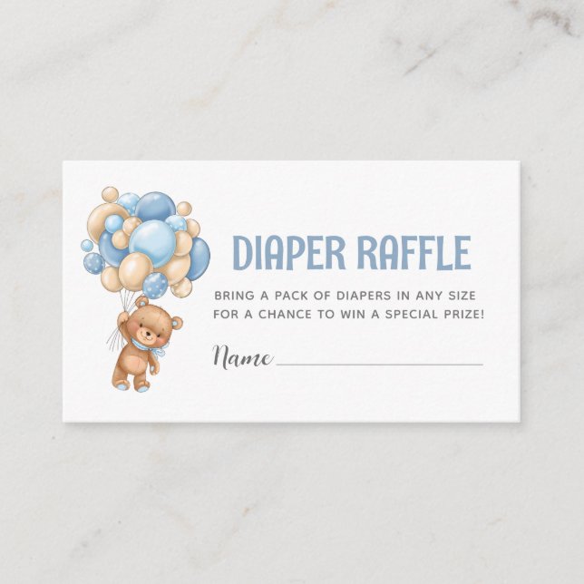 Nalle Balloon Diaper Raffle Tilläggskort (Framsida)
