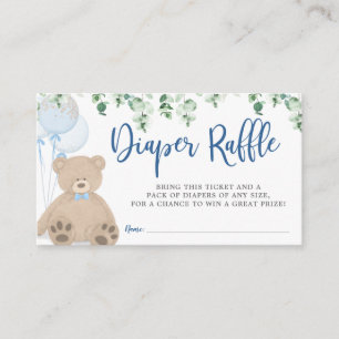 Nalle Balloon Eucalyptus Diaper Raffle Biljett Tilläggskort