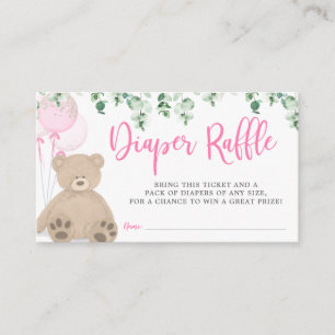 Nalle Balloon Eucalyptus Diaper Raffle Girl Tilläggskort